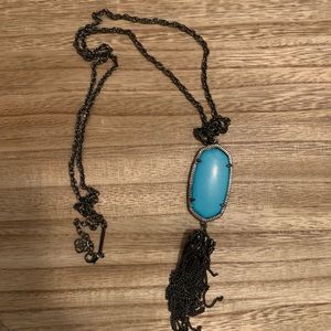 Kendra Scott Gunmetal and Turquoise Rayne Necklace